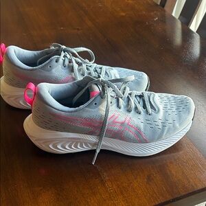 Asics Women's Gray and Pink Athletic Shoes